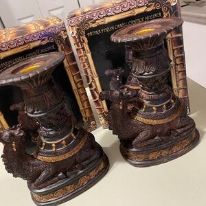Two Patina Finish Camel Candle Holders
